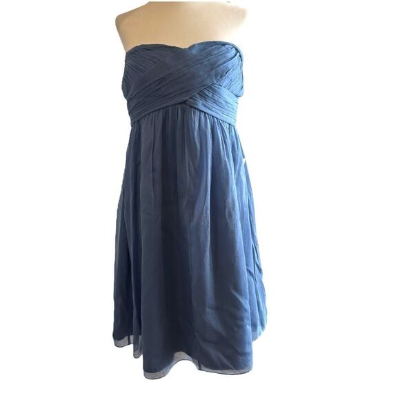 J CREW Taryn Dress Hazel Blue 100% Silk Chiffon Special Occasion Wedding Guest - Picture 1 of 9